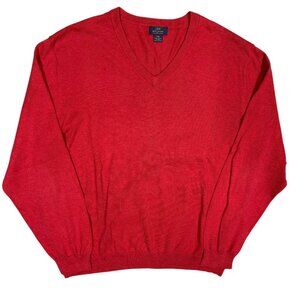 Brooks Brothers 346 100% Supima Cotton V-Neck Knit Sweater Red XXL